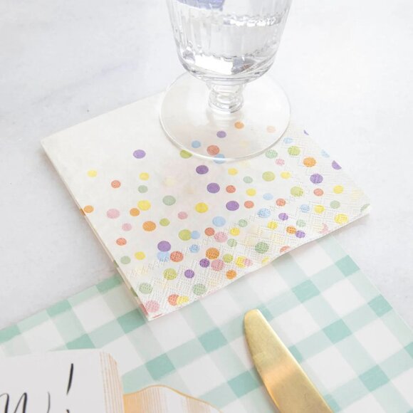 Paper Napkins Confetti Sprinkles 1 pack of 20 / Hester & Cook Ivory & Multicolor - Picture 2 of 3